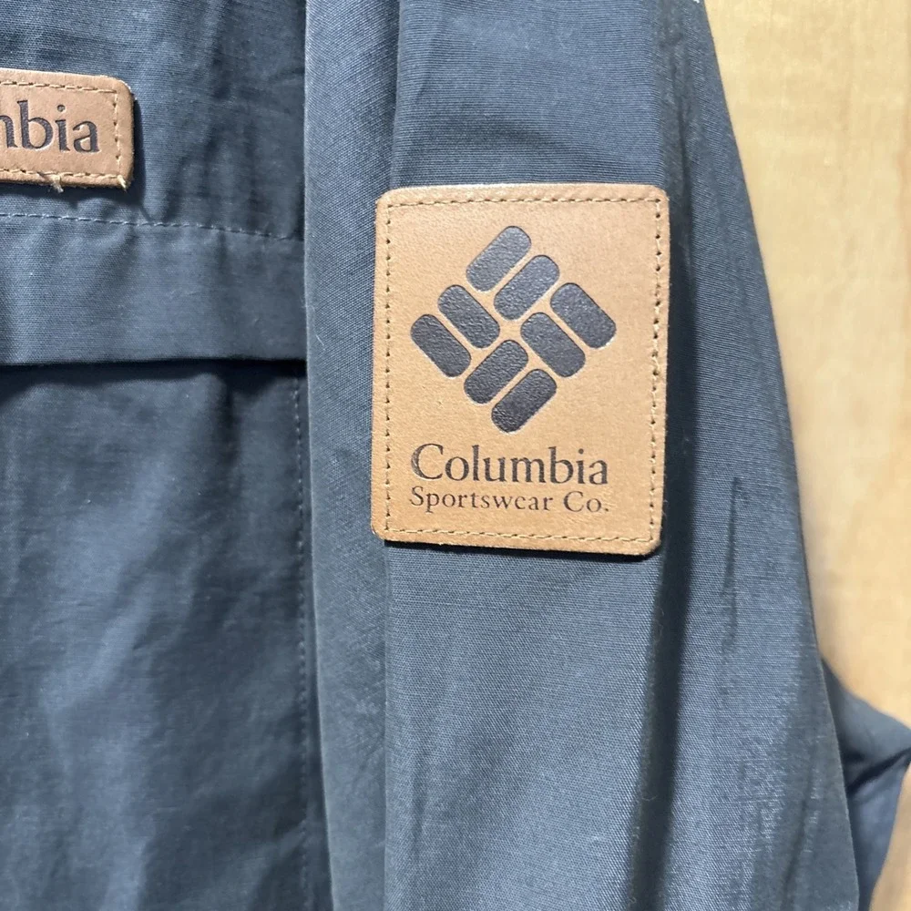 Columbia Men's Full Zip‎ Hooded Windbreaker Jacket Gray Cotton Blend Sz 2X
